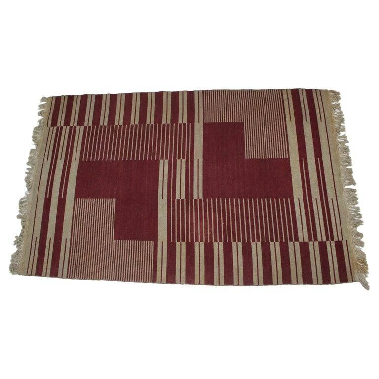 Original Rare Modernist Abstract Geometric Carpet by Antonín Kybal, 1948