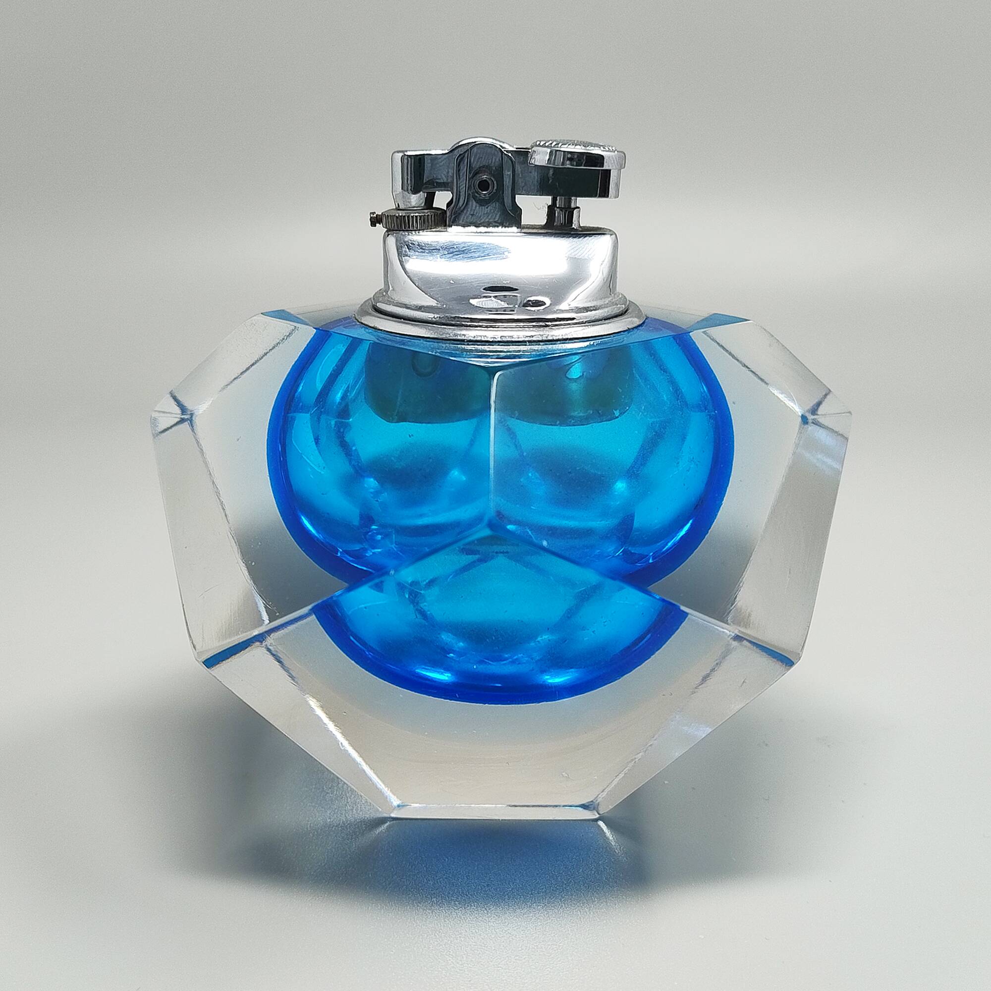 Briquet bleu éblouissant des années 1960 en verre Murano Sommerso par Flavio Poli