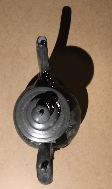 Tin teapot a.b. sheffield number 3027