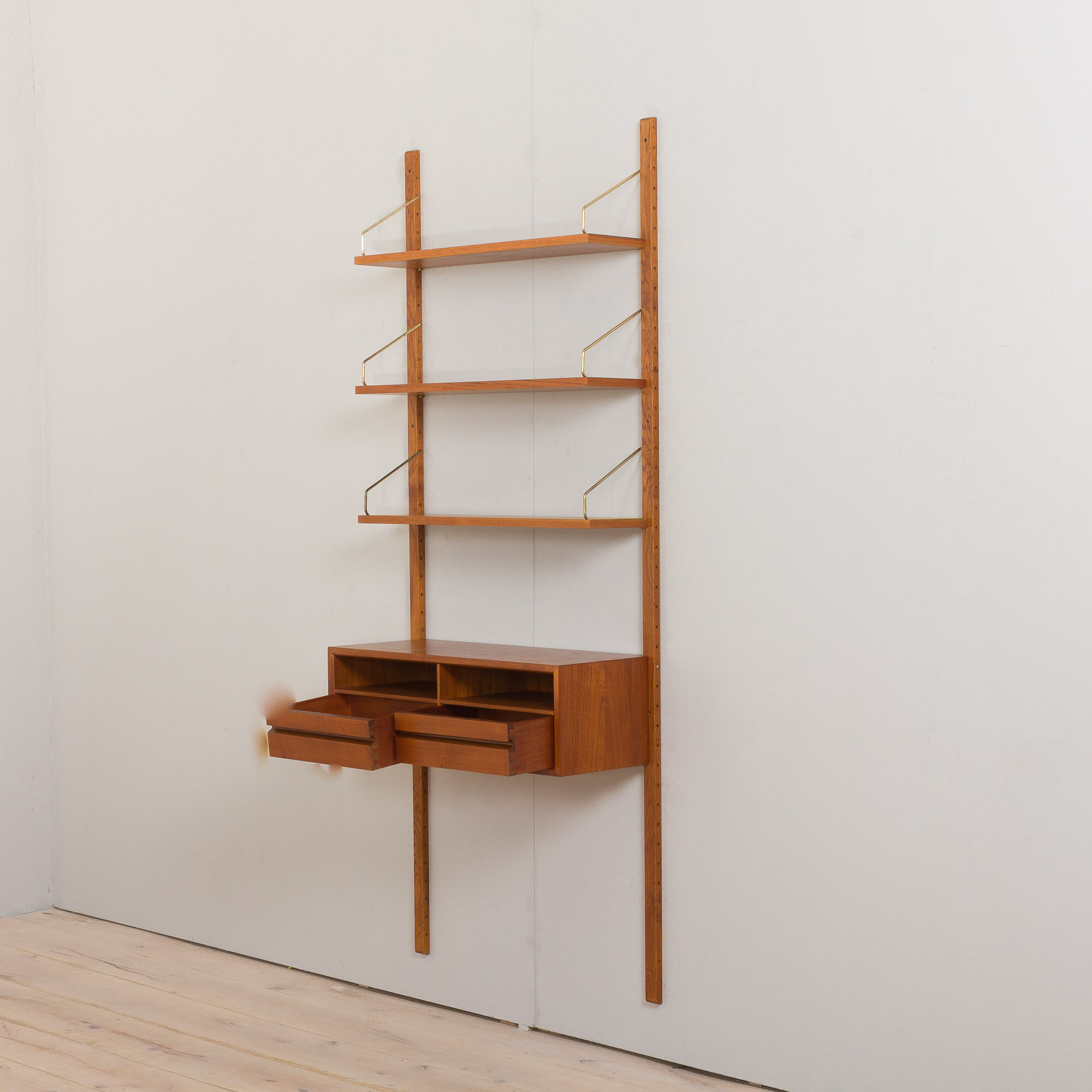 Vintage Poul Cadovius teak entry wall unit bookcase with a console for CADO Denmark, 1960s