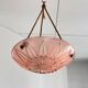Vintage suspension Marguerite glass pink fabric cords Art Deco