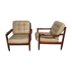 Fauteuils scandinaves cuir et teck années 60/70