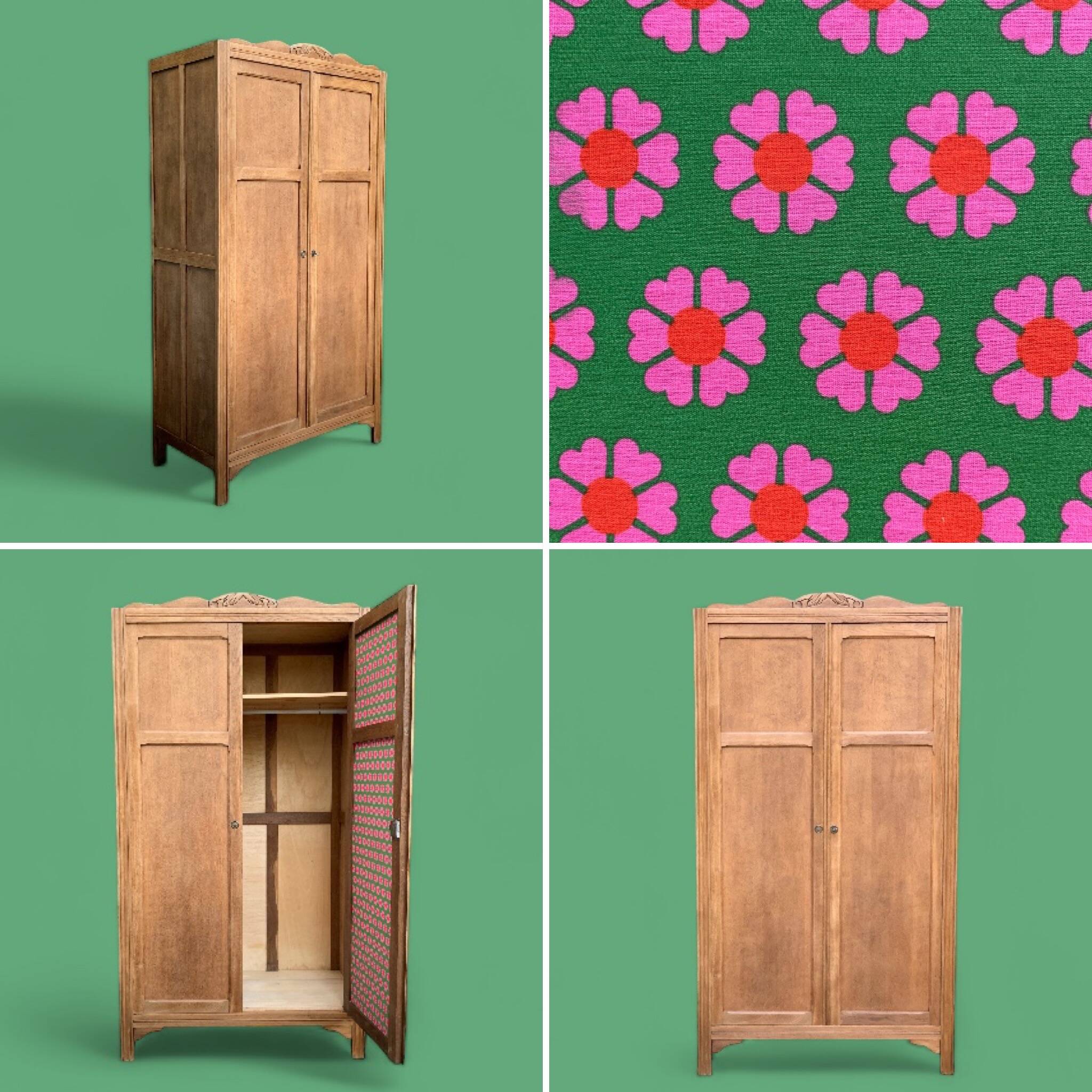 Parisian wardrobe, art deco raw wood wardrobe, 1930