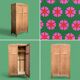 Parisian wardrobe, art deco raw wood wardrobe, 1930