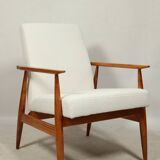 White curly armchair Scandinavian design by H. Lis 1970