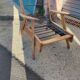 Armchair with compass legs and a mechanism, circa 1950