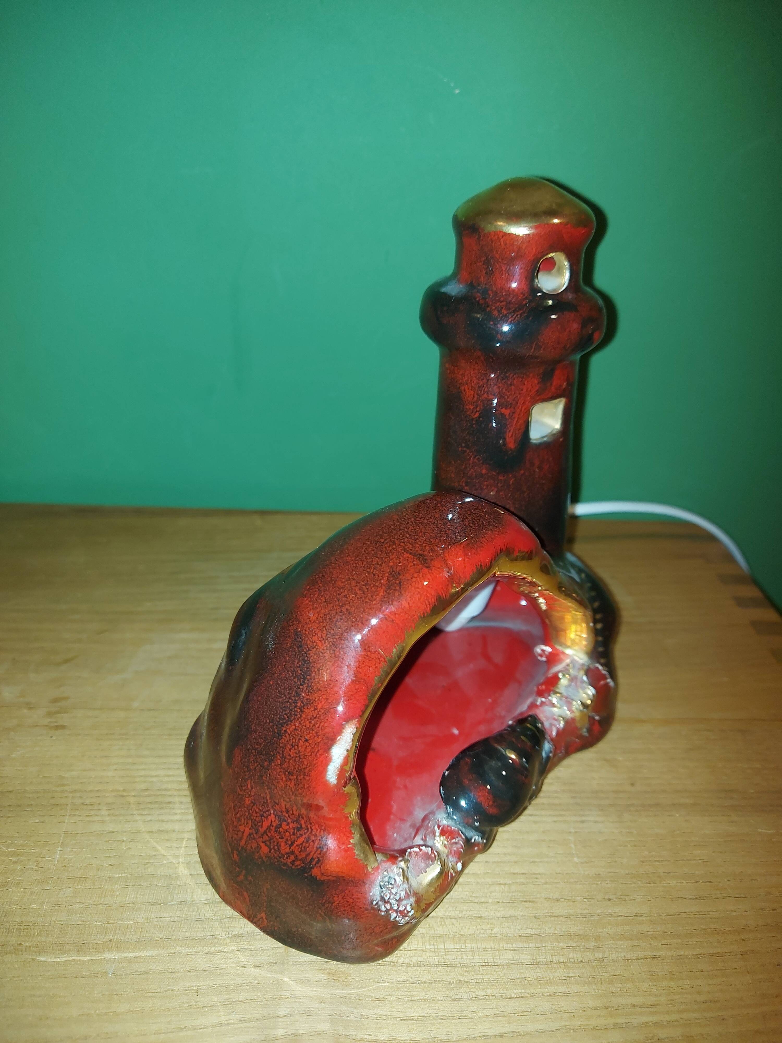 Vintage ceramic lamp in the shape of a lighthouse, Vallauris