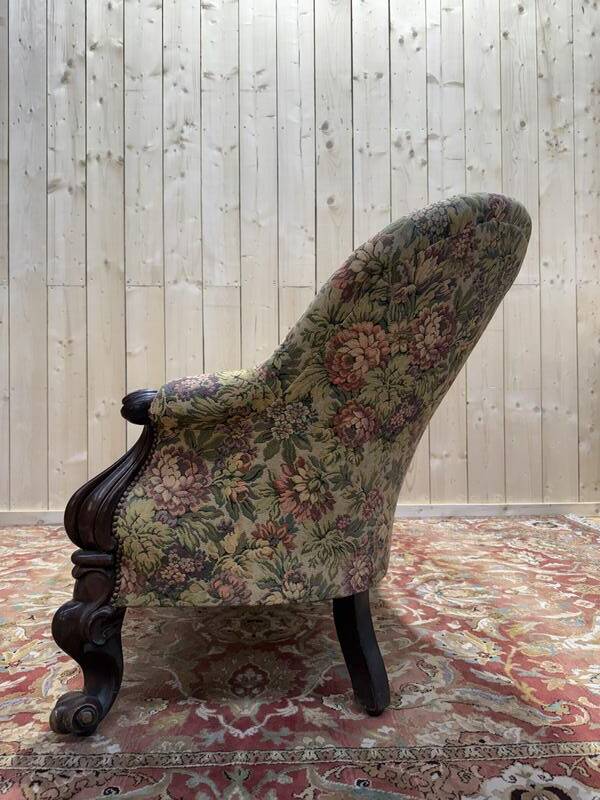 Méridienne époque Napoléon III en noyer sculpté