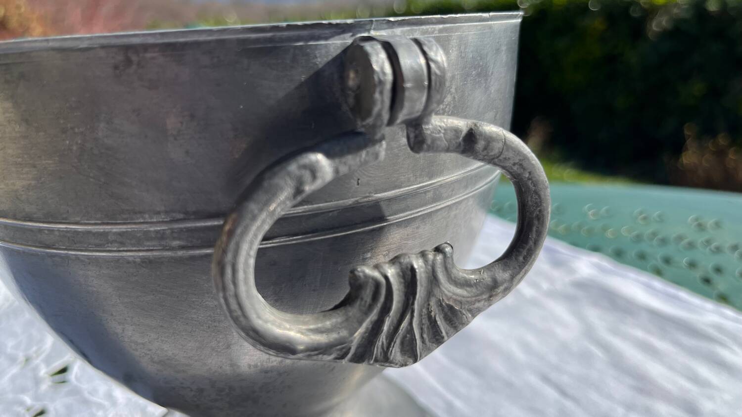 Vintage pewter vase with 2 handles