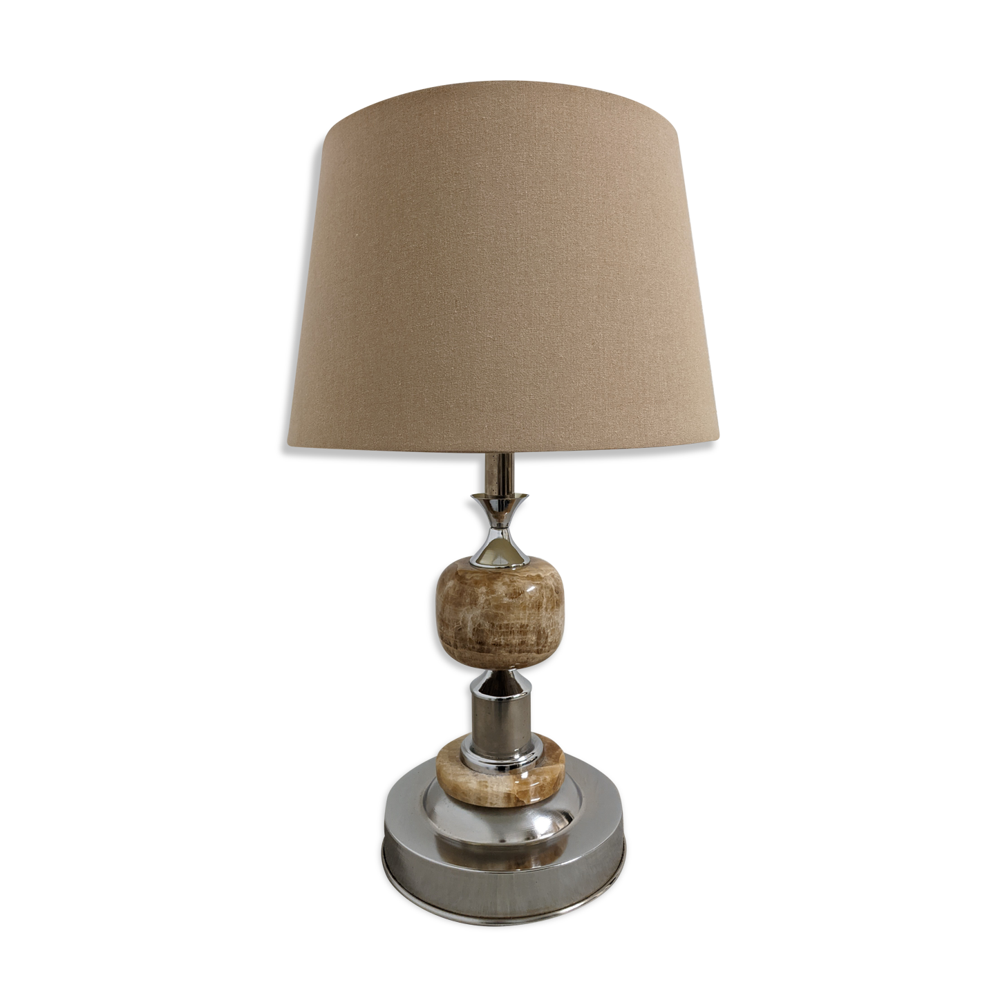 Living room lamp in onyx and chrome metal of the 70s