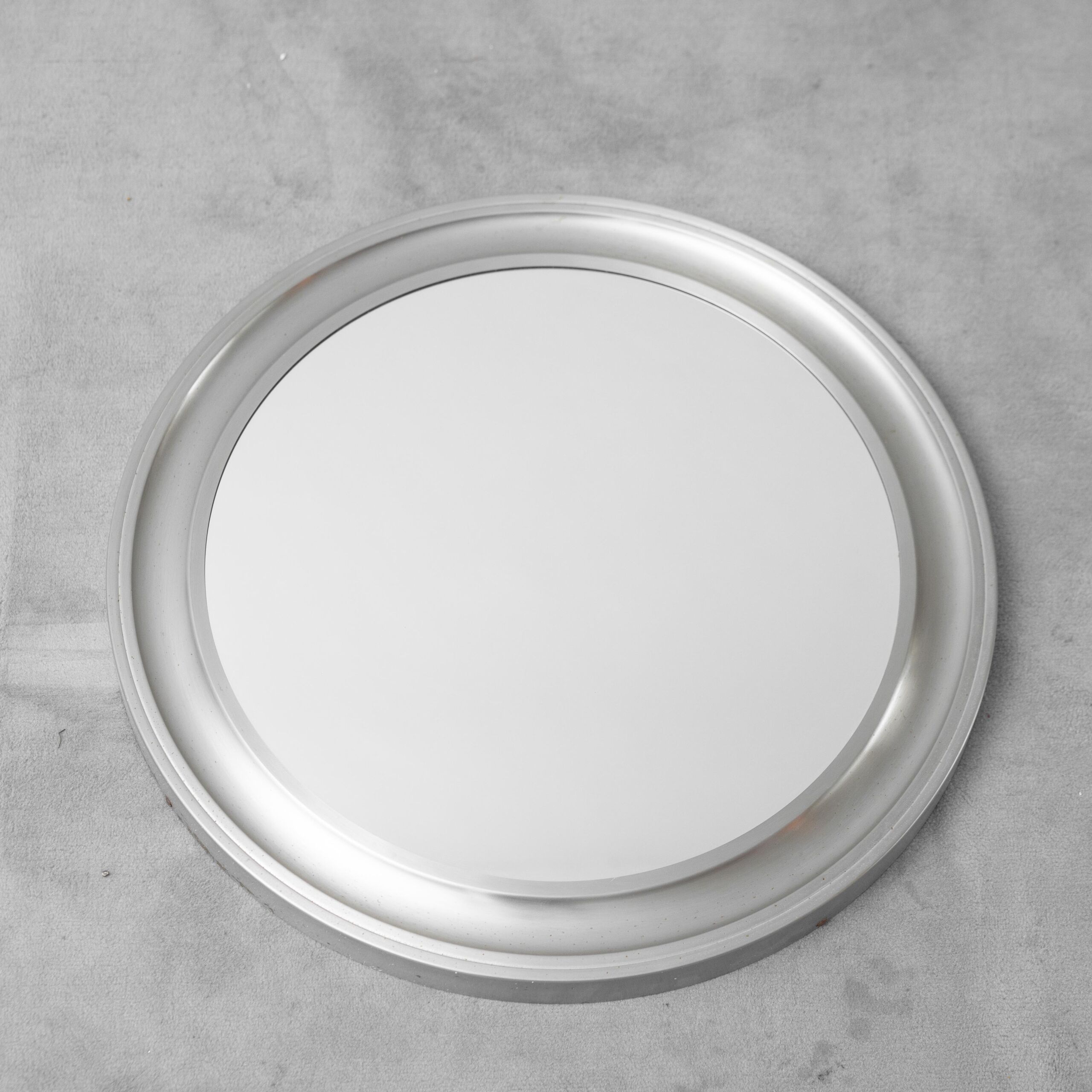 Round vintage metal mirror Pizzi 1970s modernism