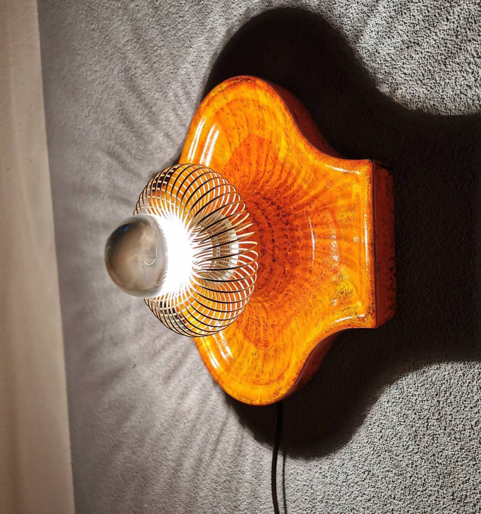 Vintage ceramic orange grease lava apply 70s