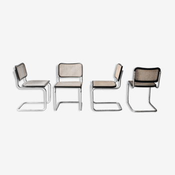 Set of 4 black cesca B32 chairs by Marcel Breuer