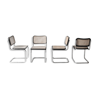 Set of 4 black cesca B32 chairs by Marcel Breuer