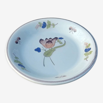 Large serving dish/fruit cup in ceramic Saint Clement Made in France flower decoration