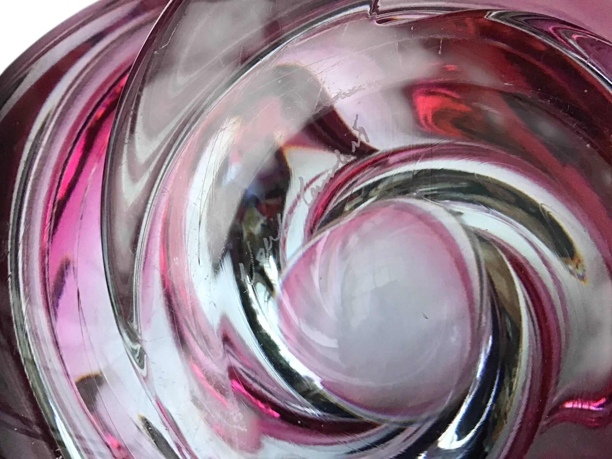 Vase Wave Val-Saint-Lambert ruby submerged design Delvenne 1950