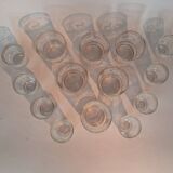 Service of 14 gold-plated and engraved glasses with a deer in the woods design from 1950