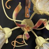Antique wall light fixture ceiling lamp florentine bouquet floral design 1970