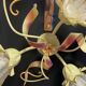 Ancien luminaire applique plafonnier florentine bouquet floral design 1970