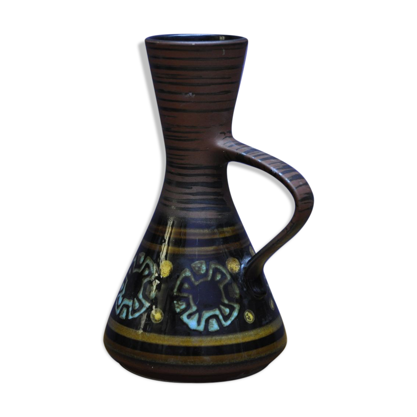 Hand-painted pitcher in porcelain West German art pottery