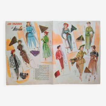 A vintage illustration, women's fashion, 1940