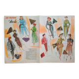 A vintage illustration, women's fashion, 1940
