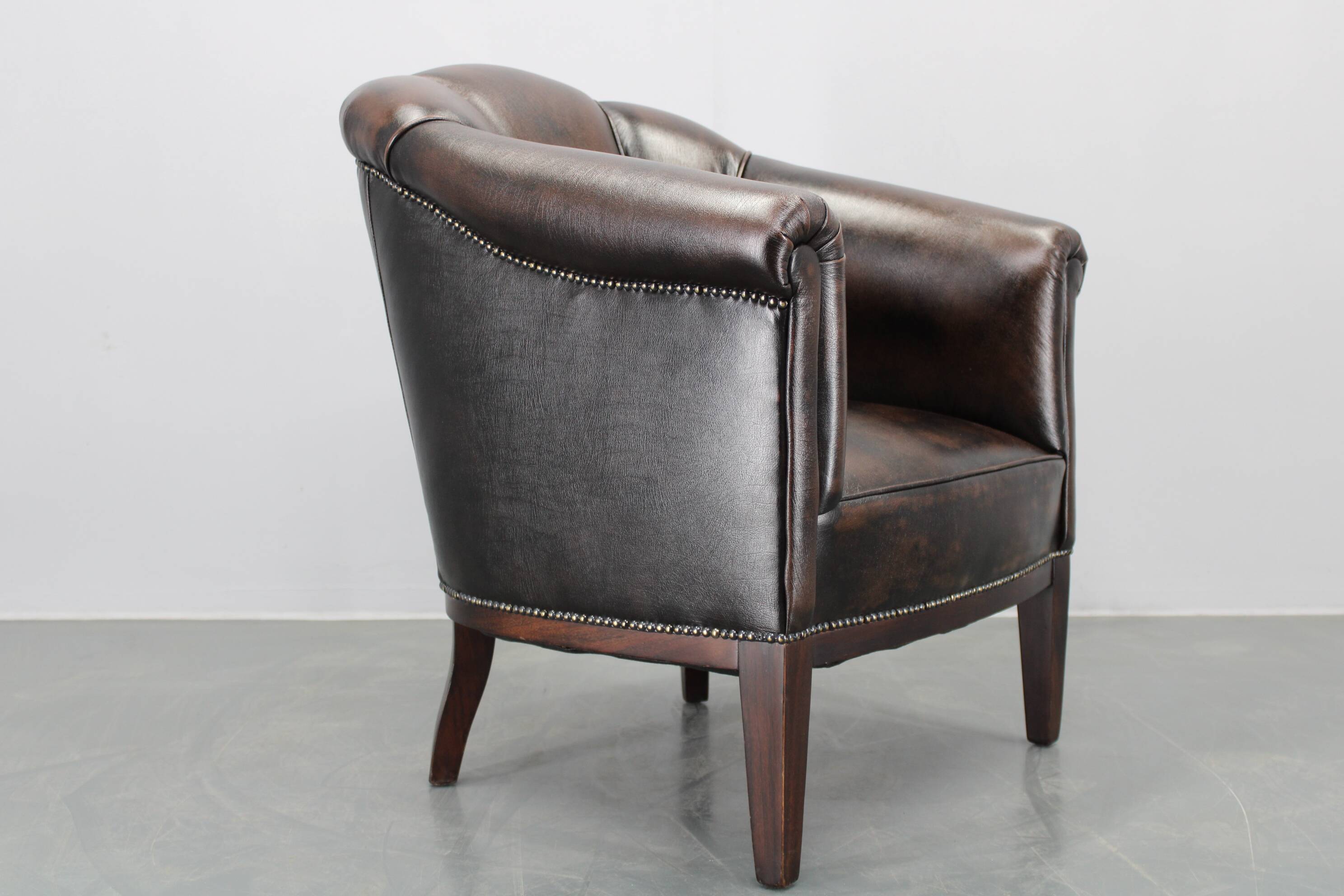 Vintage Leather Armchair, Czechoslovakia