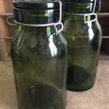 Pair of thick glass jars Bleach