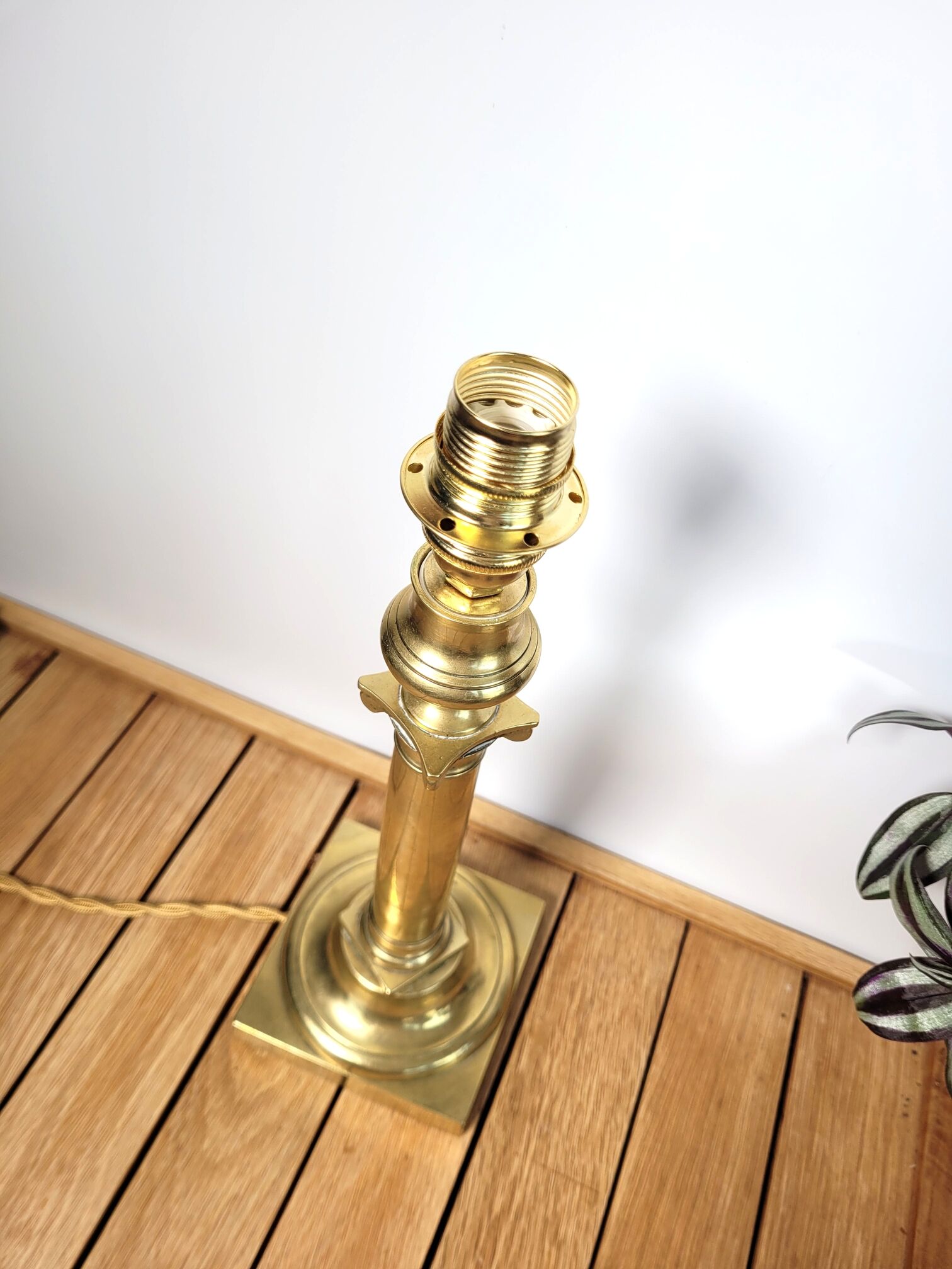 Golden brass candlestick lamp foot