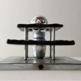 Set of 2 vintage square glass and chrome wall lamps, 1970s