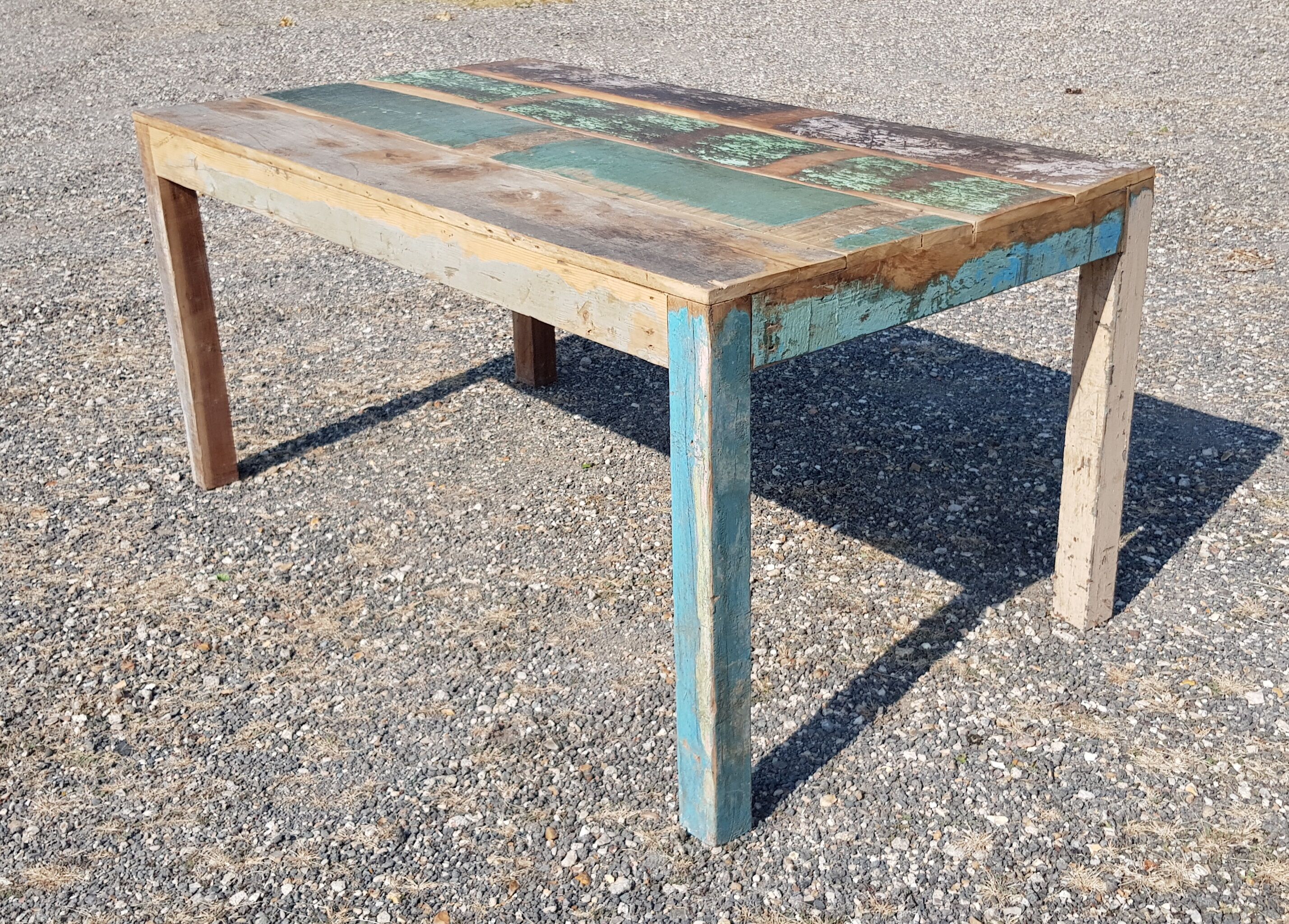 Table à manger rectangulaire en teck polychrome