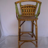 Braided wicker bar stool