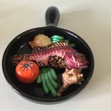 Fish trompe l'oeil dish in earthenware