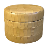 Coffre en cuir couleur mastic 1970