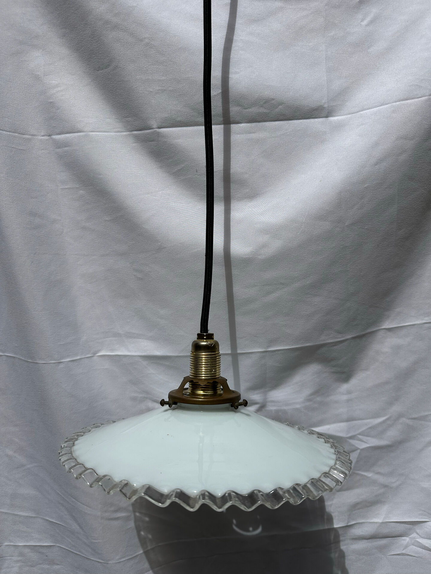 Vintage white opaline suspension lampshade