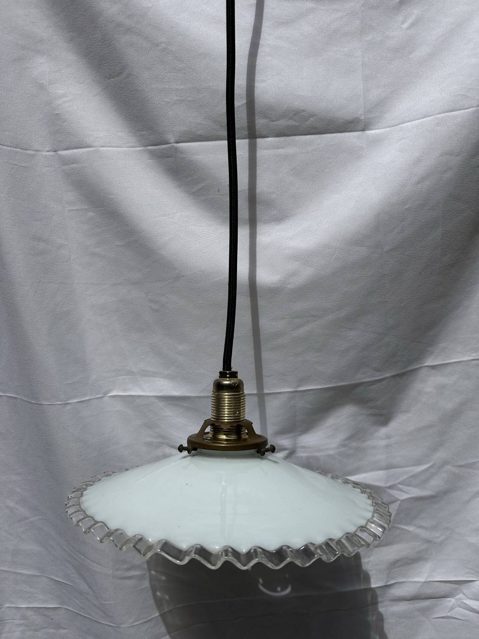Vintage white opaline suspension lampshade