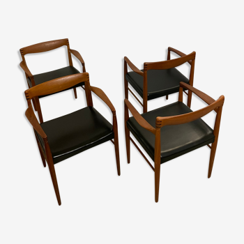 4x fauteuils en teck danois par H.W. Klein pour Bramin