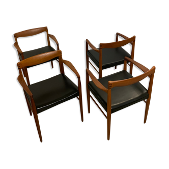 4x fauteuils en teck danois par H.W. Klein pour Bramin
