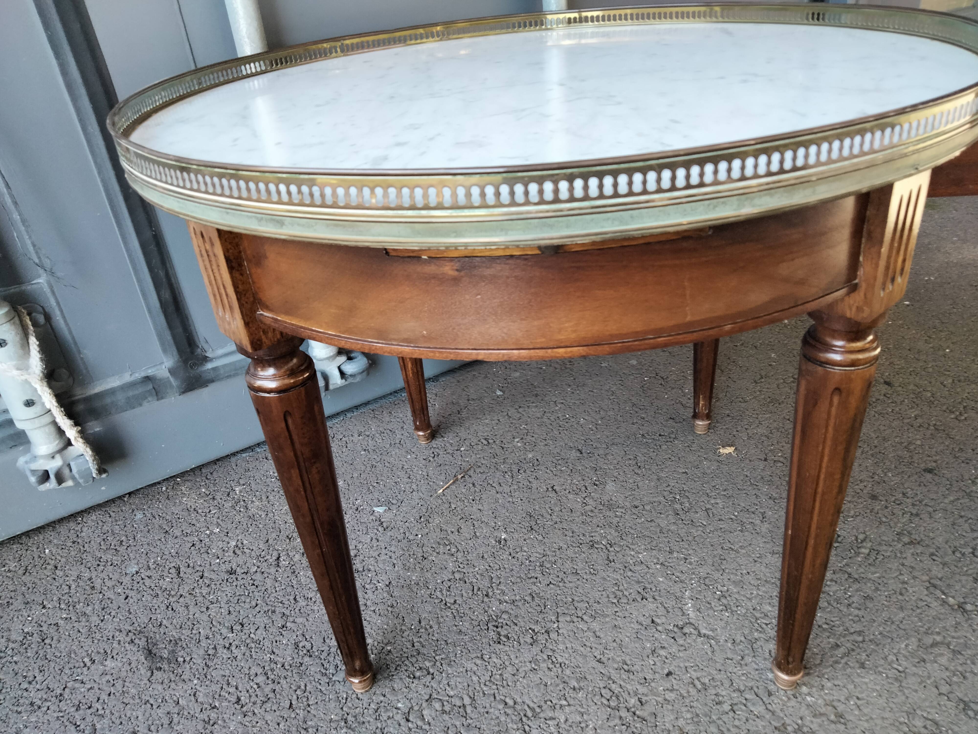 Coffee table hot water bottle old marble top Louis xvi style