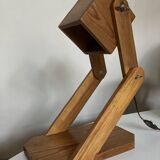 Lampe cocotte articulée en bois de pin 1970