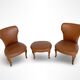 Ensemble de chaises d'appoint et tabouret pour pied, années 1950.