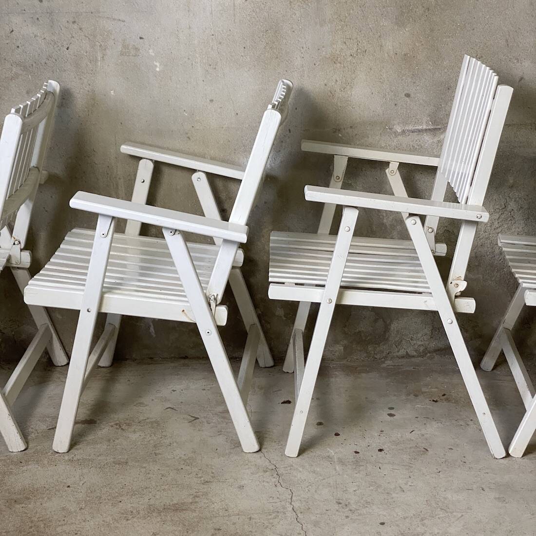 Ensemble de 4 fauteuils de jardin pliants vintage 1960's