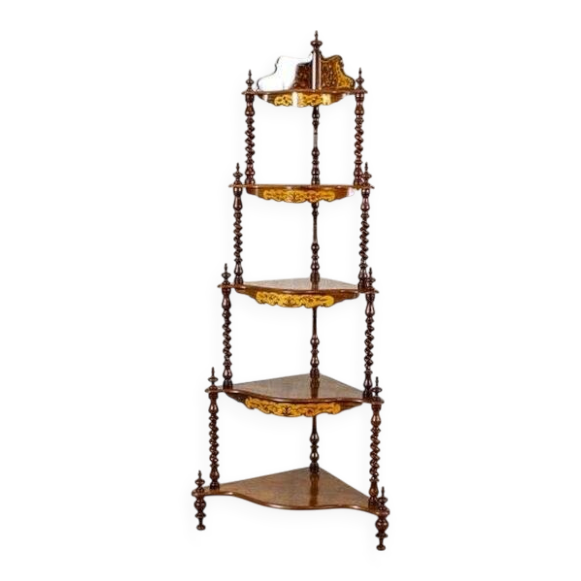 Late 19th Century Inlaid Corner Shelf, 1890s