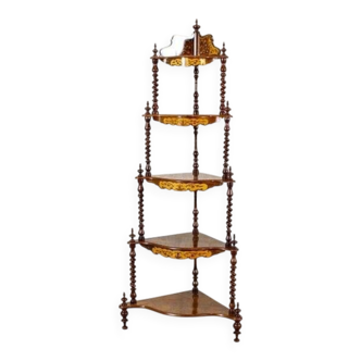 Late 19th Century Inlaid Corner Shelf, 1890s