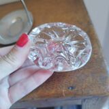 Salerons, Sel Poivre En Verre Au Manganese Support Métal Argenté