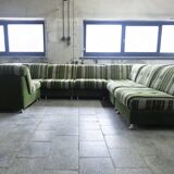 Large 7 piece modular / sectional sofa in striped upholstery, Germany, 70s