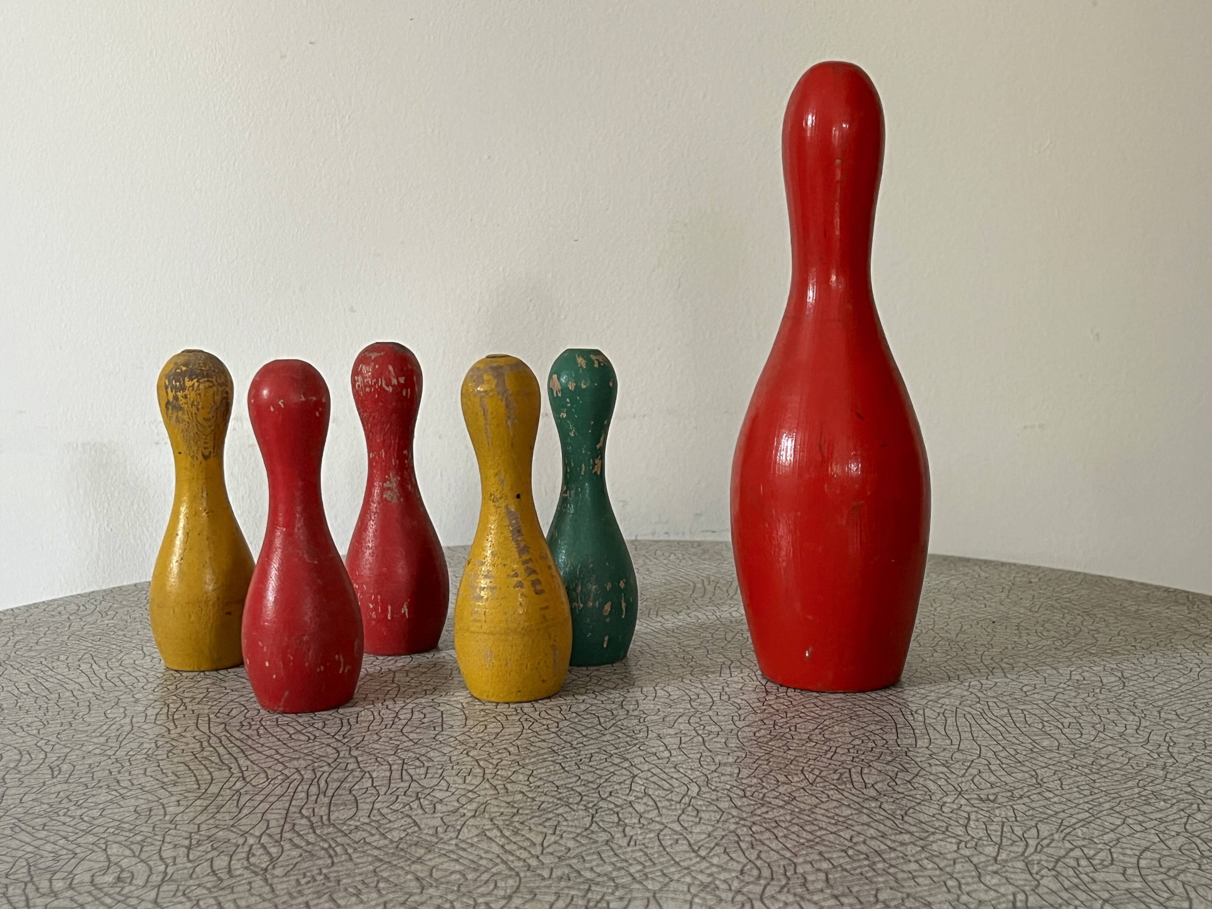 Set of old wooden bowling alleys