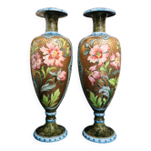 Paire de vases Art Nouveau en céramique émaillée signés Catelin