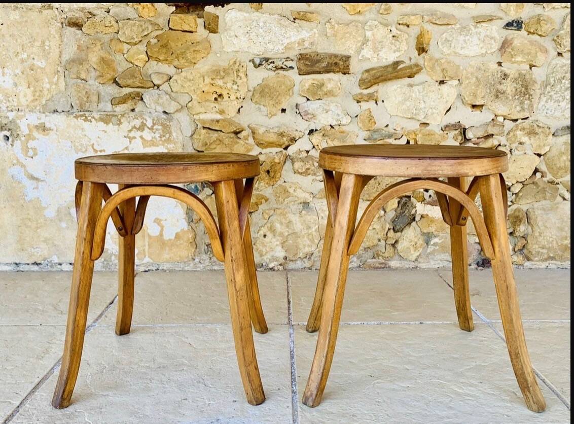 Pair of Vintage Baumann Stools, Model 92, Circa 50s/60s