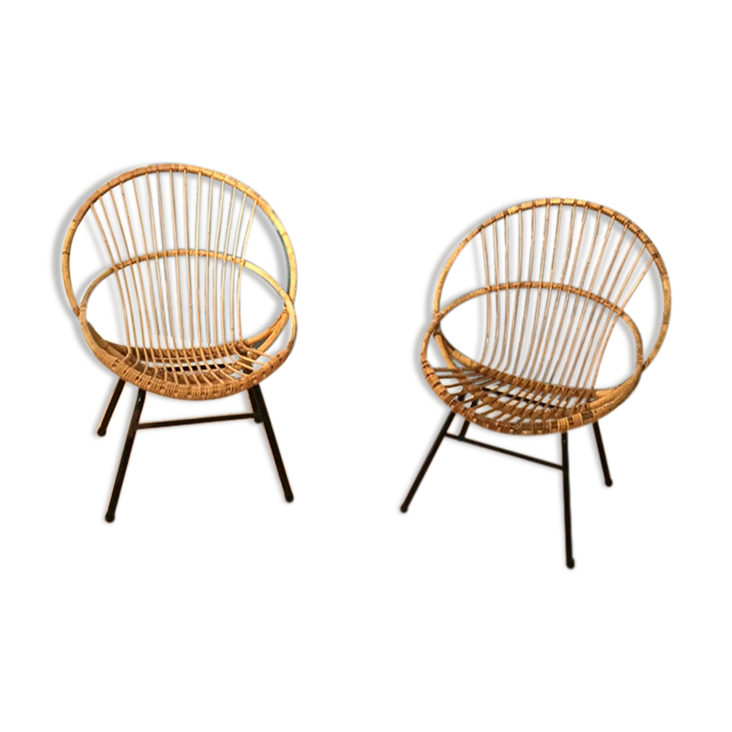 Pair of rattan armchairs by Rohe Noordwolde, 1960s, Netherlands
